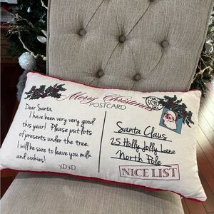 Festive Merry Christmas Postcard Pillow